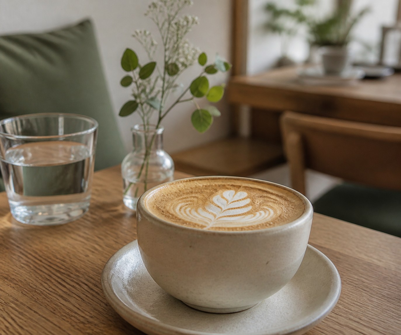 Kaffee mit Muster im Milchschaum