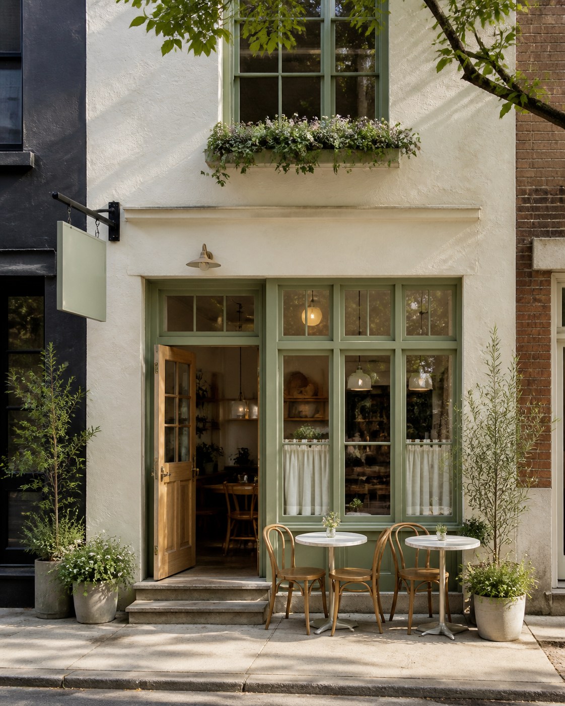 Die Fassade des Cafés am Gartenweg